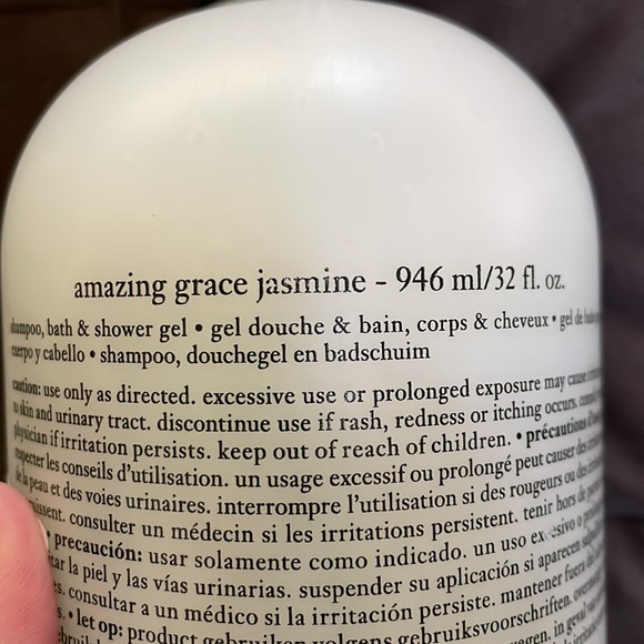 NEW Philosophy Amazing Grace Jasmine 32 oz shampoo, bath & shower gel - Picture 3 of 4